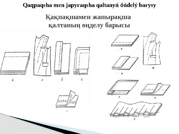 Қақпақшамен жапырақша қалтаның өңделу барысыQaqpaqsha men japyraqsha qaltanyń ó ńdelý barysy