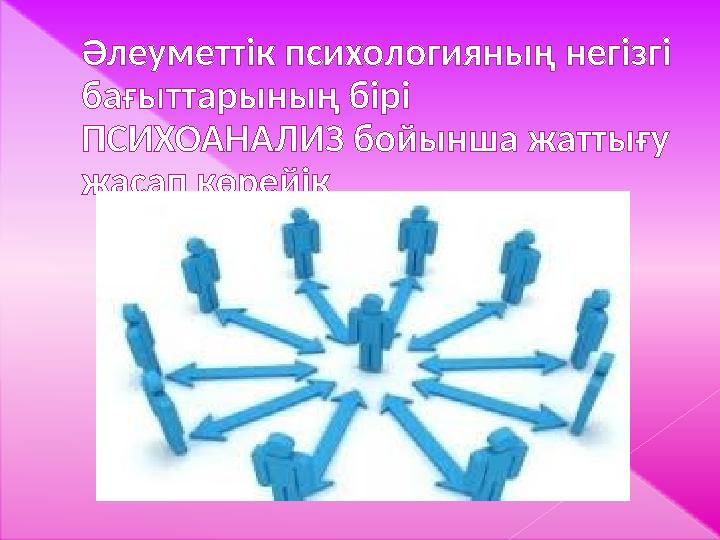 Әлеуметтік психологияның негізгі бағыттарының бірі ПСИХОАНАЛИЗ бойынша жаттығу жасап көрейік