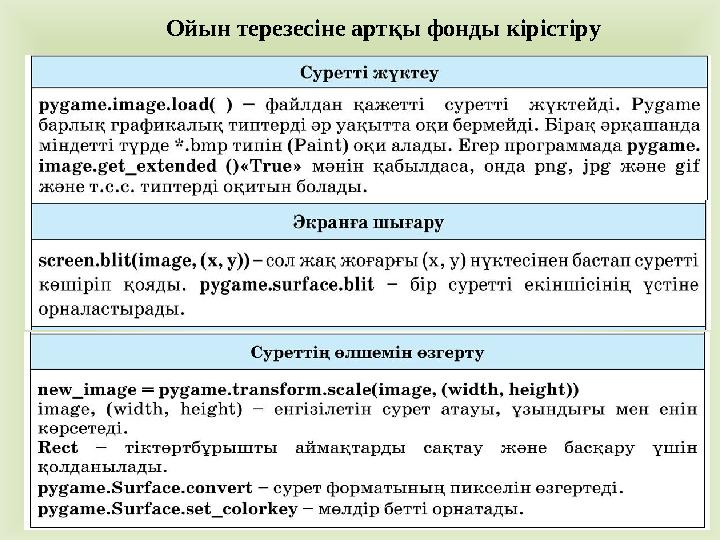 Ойын терезесіне артқы фонды кірістіру