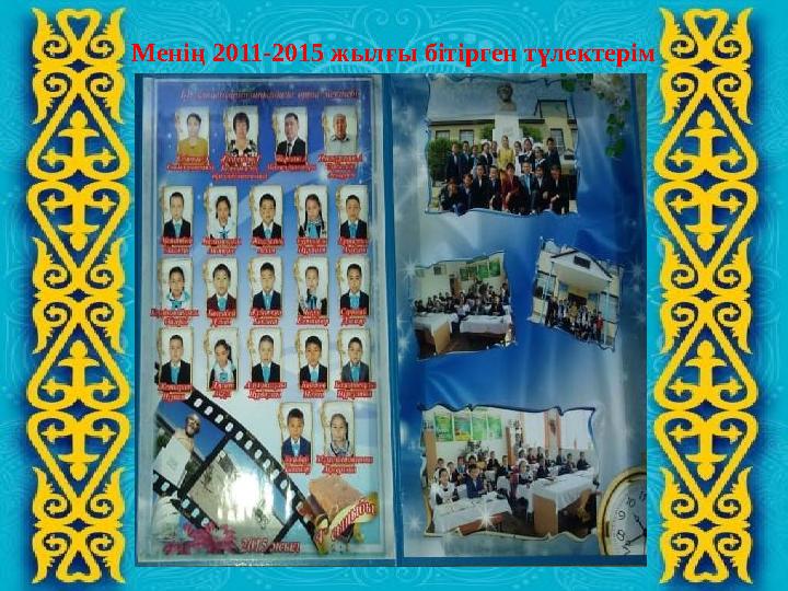 оқушы саны 2004-2007жж 20 2007-2011ж 20 2011-2015жж 22 2015-2019жж 22 2019-2020жж 27Мен ің 2011-2015 жылғы бітірген түлектері