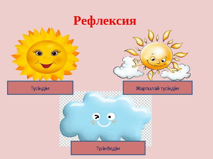 Рефлексия Түсіндім Жартылай түсіндім Түсінбедім