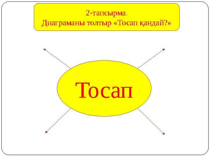 Тосап 2-тапсырма . Диаграманы толтыр «Тосап қандай?»