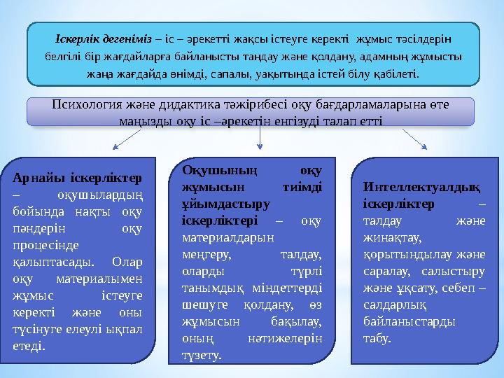 Іскерлік дегеніміз – іс – әрекетті жақсы істеуге керекті жұмыс тәсілдерін белгілі бір жағдайларға байланысты таңдау және қолд