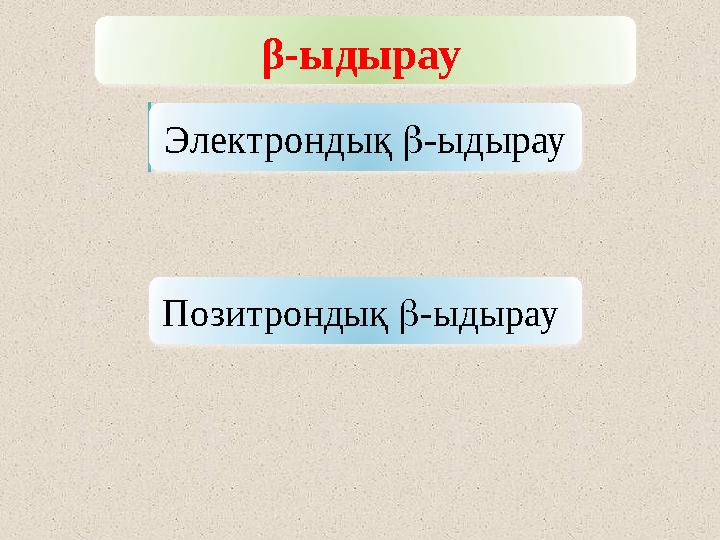 β-ыдырау Электрондық  -ыдырау Позитрондық  -ыдырау