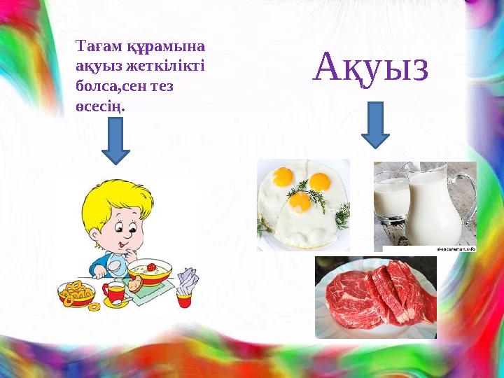 Тағам құрамына ақуыз жеткілікті болса,сен тез өсесің. Ақуыз