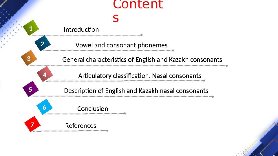 Content s Articulatory classification. Nasal consonants4 Introduction1 Vowel and consonant phonemes2 General characteristics of