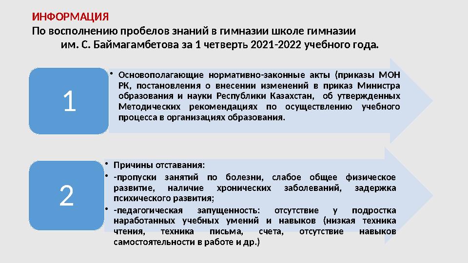 • Основополагающие нормативно-законные акты (приказы МОН РК, постановления о внесении изменений в приказ Министра о