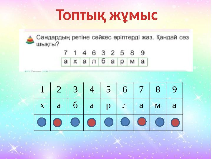 Топтық жұмыс 1 2 3 4 5 6 7 8 9 х а б а р л а м а