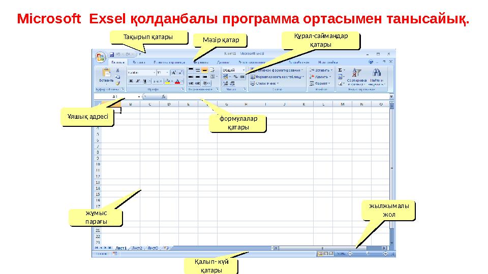 Microsoft Exsel қолданбалы программа ортасымен танысайық. формулалар қатарыформулалар қатарыТақырып қатары Тақырып қатар