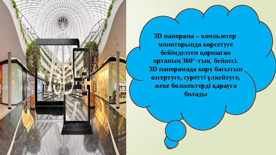 3D панорама – компьютер мониторында көрсетуге бейімделген қоршаған ортаның 360°-тық бейнесі. 3D панорамада көру бағытын ө