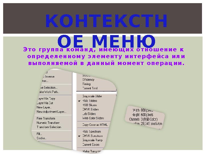 Э т о г р у п п а к о м а н д , и м е ю щ и х о т н о ш е н и е к о п р е д е л е н н о м у э л е м е н т у и н