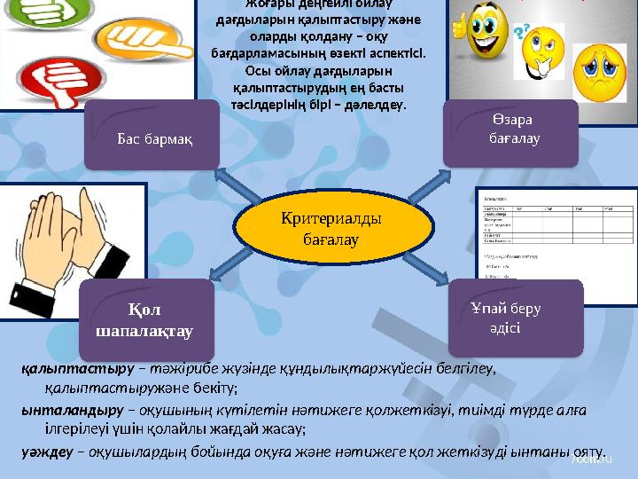 Жоғары деңгейлі ойлау дағдыларын қалыптастыру және оларды қолдану – оқу бағдарламасының өзекті аспектісі. Осы ойлау дағдылары