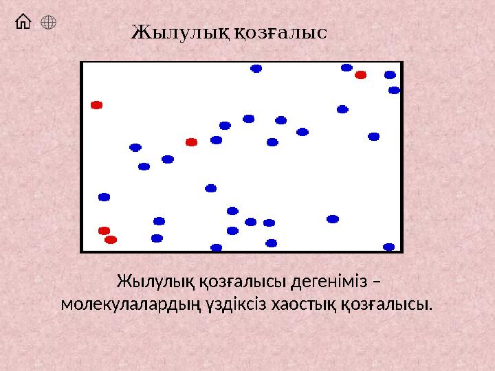 Жылулық қозғалысы дегеніміз – молекулалардың үздіксіз хаостық қозғалысы. Жылулық қозғалыс