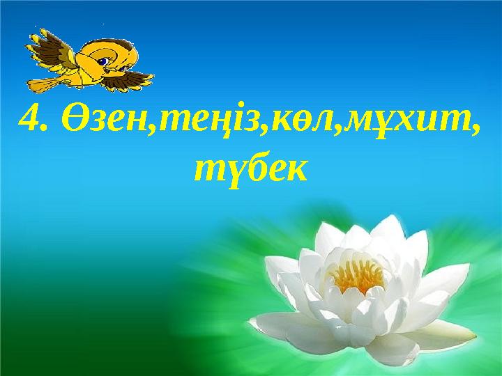 4. Өзен,теңіз,көл,мұхит, түбек