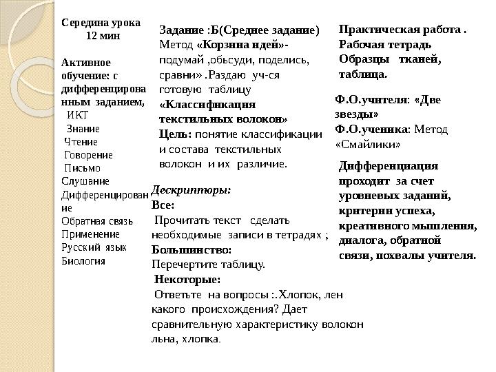 Задание : Б(Среднее задание) Метод «Корзина идей»- подумай ,обьсуди, поделись, сравни» .Раздаю уч-ся готовую таблицу «
