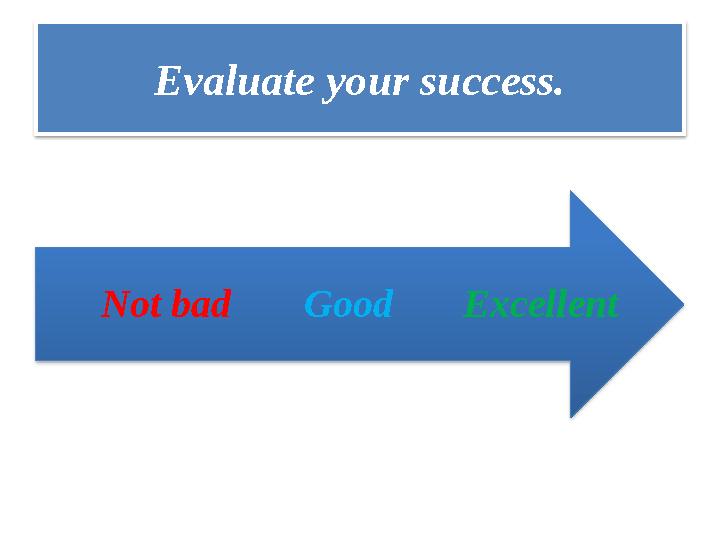 Evaluate your success. ExcellentGood Not bad