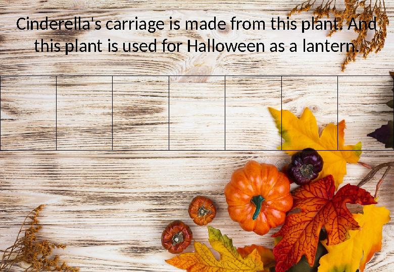 Cinderella's carriage is made from this plant. And this plant is used for Halloween as a lantern.