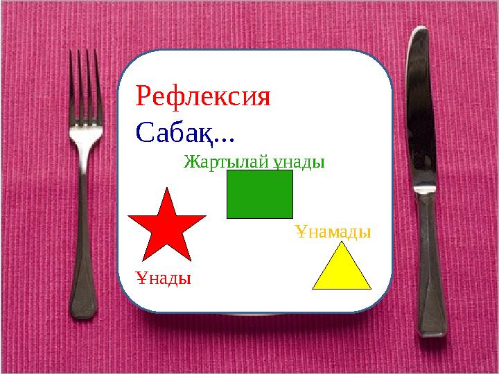 Рефлексия Сабақ... Жартылай ұнады Ұнамады Ұнады
