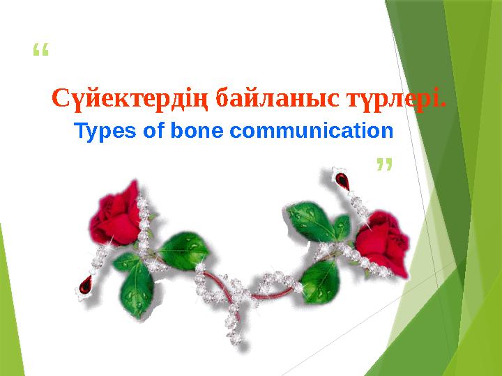 “ ”Сүйектердің байланыс түрлері. Types of bone communication