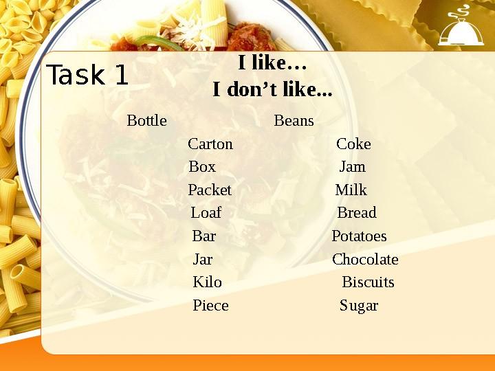 Bottle Beans Carton Coke