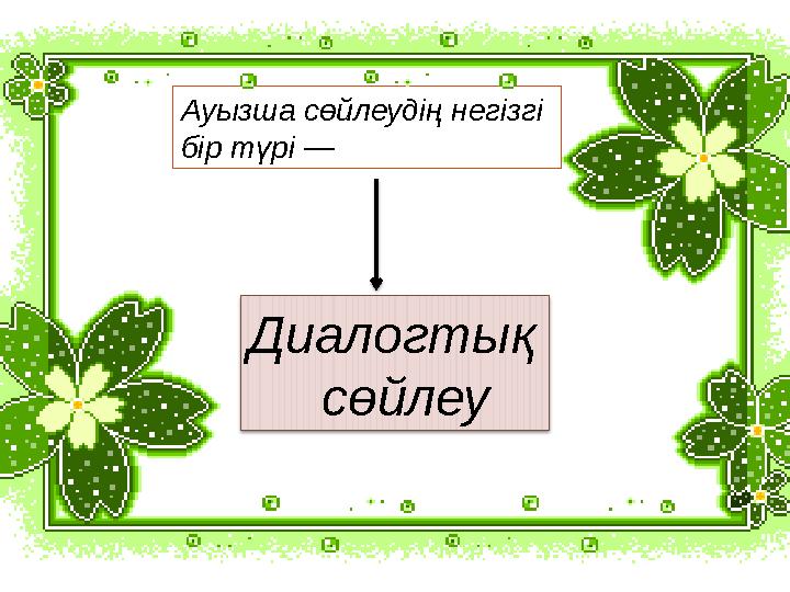 Ауызша сөйлеудің негізгі бір түрі — Диалогтық сөйлеу