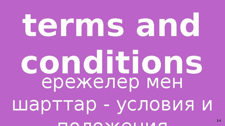 terms and conditions ережелер мен шарттар - условия и положения 14