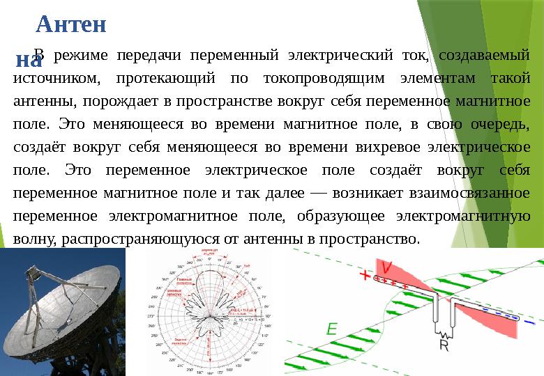 В режиме передачи переменный электрический ток, создаваемый источником, протекающий по токопроводящим элементам тако