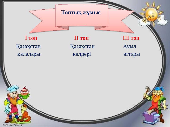 Топтық жұмыс І топ ІІ топ ІІІ топ Қазақстан Қазақ
