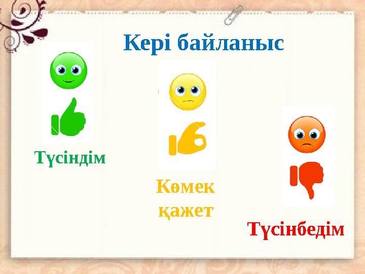 Кері байланыс Түсіндім Көмек қажет Түсінбедім