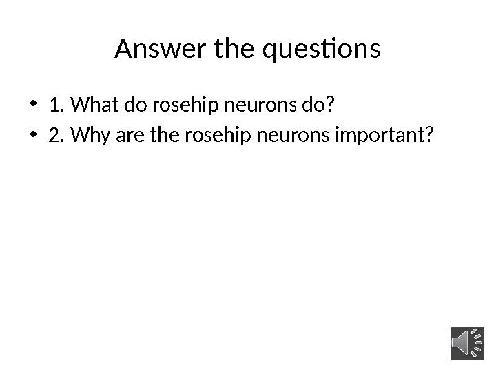 Answer the questions • 1. What do rosehip neurons do? • 2. Why are the rosehip neurons important?