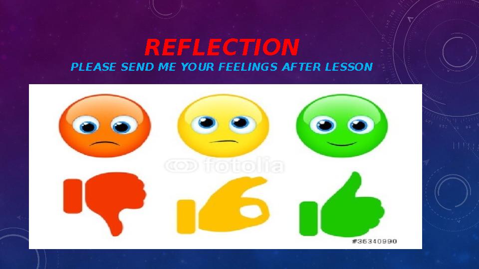 REFLECTION PLEASE SEND ME YOUR FEELINGS AFTER LESSON