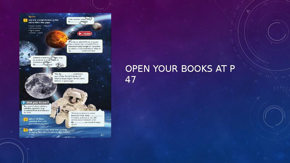 OPEN YOUR BOOKS AT P 47