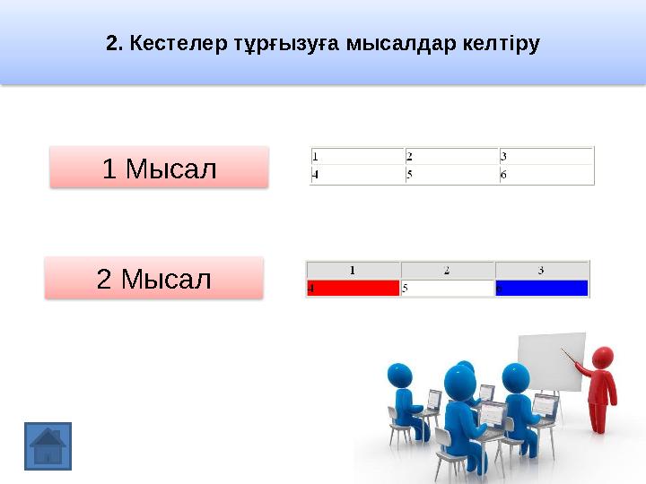 2. Кестелер тұрғызуға мысалдар келтіру 1 Мысал 2 Мысал