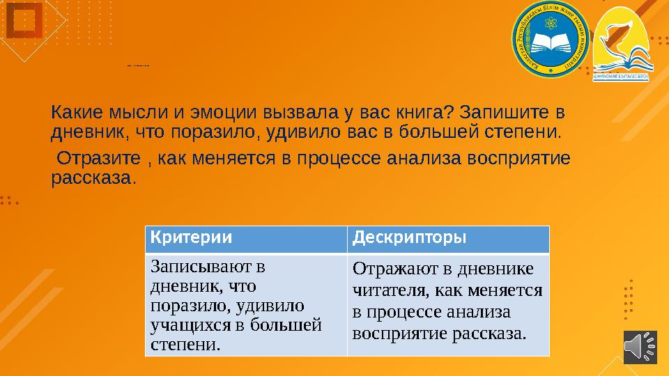 Задание№2. Стратегия «Дневник читателя» «Песчаная учительница» Какие мысли и эмоции вызвала у вас книга? Запишите в дневник,