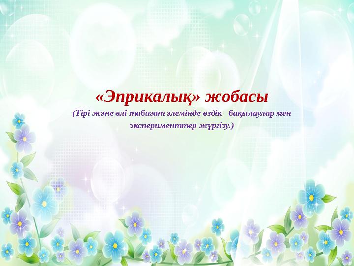 «Эприкалық» жобасы (Тірі және өлі табиғат әлемінде өздік бақылаулар мен эксперименттер жүргізу.)