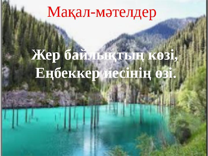 Жер байлықтың көзі, Еңбеккер иесінің өзі. Мақал-мәтелдер