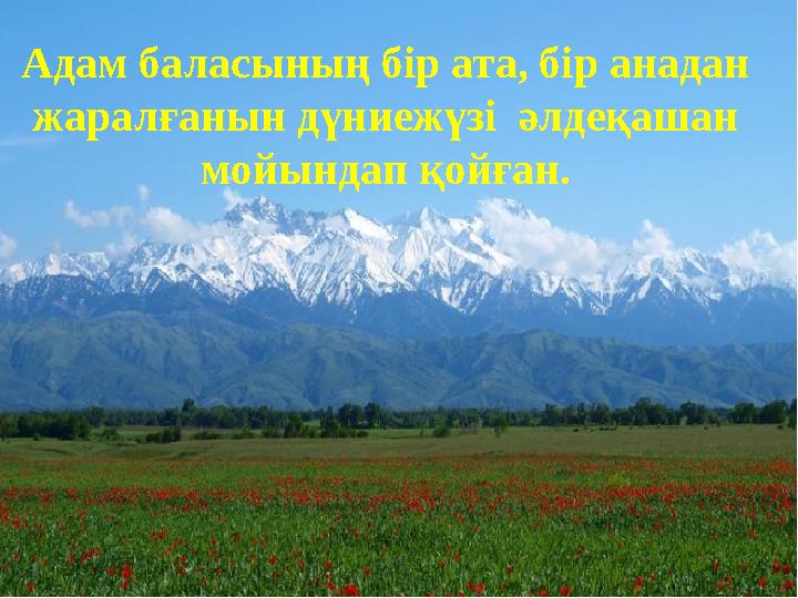 Адам баласының бір ата, бір анадан жаралғанын дүниежүзі әлдеқашан мойындап қойған.
