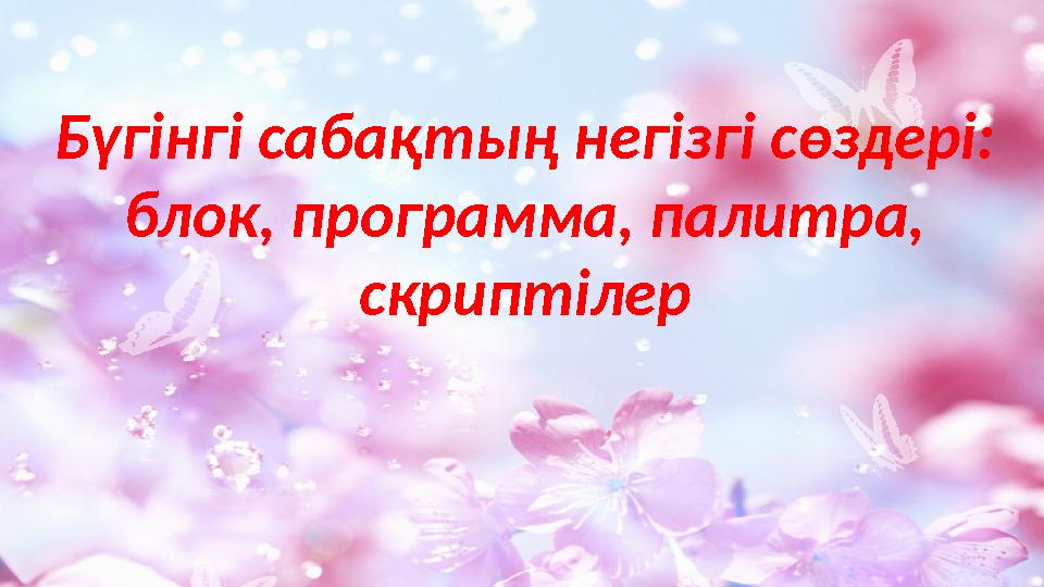 Бүгінгі сабақтың негізгі сөздері: блок, программа, палитра, скриптілер