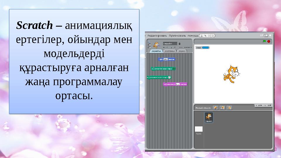Scratch – анимациялық ертегілер, ойындар мен модельдерді құрастыруға арналған жаңа программалау ортасы.