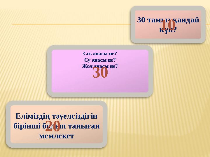 30 тамыз қандай күн? Сөз анасы не? Су анасы не? Жол анасы не? Еліміздің тәуелсіздігін бірінші болып таныған мемлекет 10 30 20