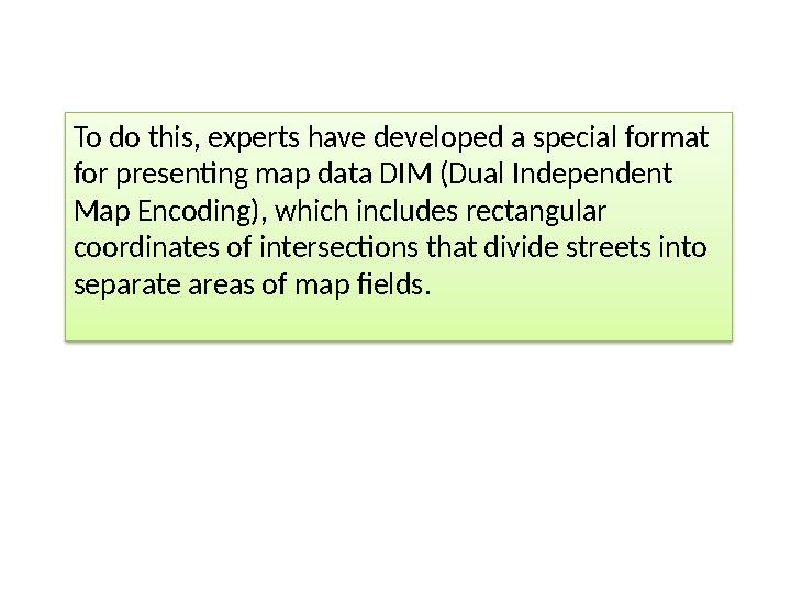 To do this, experts have developed a special format for presenting map data DIM (Dual Independent Map Encoding), which include