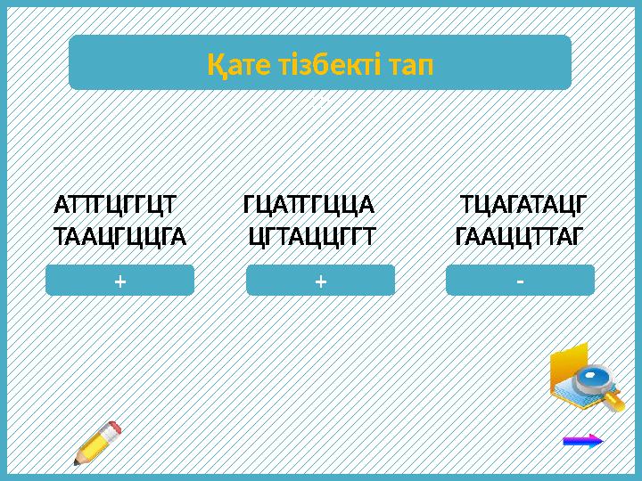 АТТГЦГГЦТ ГЦАТГГЦЦА ТЦАГАТАЦГ ТААЦГЦЦГА ЦГТАЦЦГГТ ГААЦЦТТАГ ТТтҚате тізбекті та