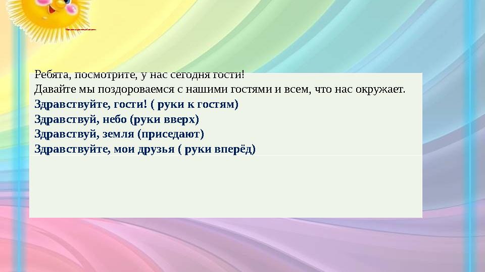 Организационный момент Ребята, посмотрите, у нас сегодня гости! Давайте мы поздорова