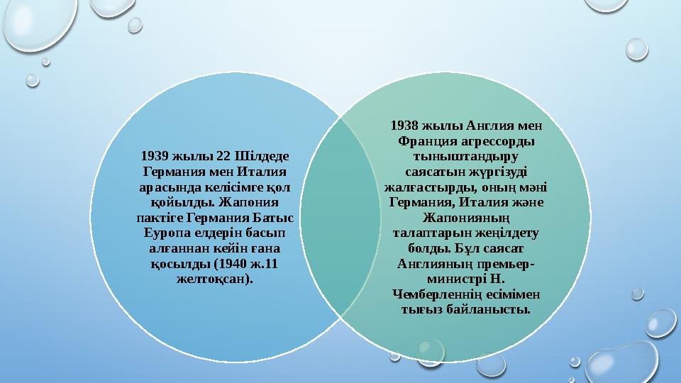 1939 жылы 22 Шілдеде Германия мен Италия арасында келісімге қол қойылды. Жапония пактіге Германия Батыс Еуропа елдерін басы