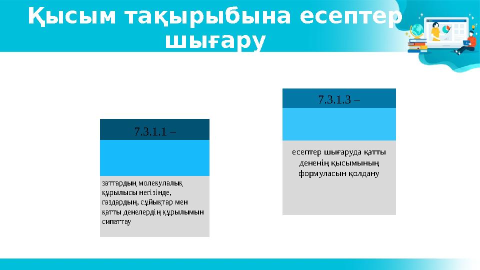 2020 2025 7.3.1.3 – есептер шығаруда қатты дененің қысымының формуласын қолдануҚысым тақырыбына есептер шығару 7.3.1.1 – затт