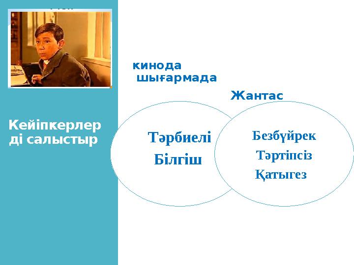 Кейіпкерлер ді салыстыр кинода шығармада Жантас Тәрбиелі Білгіш Безбүйрек Т