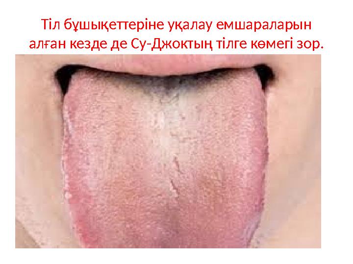 Т іл бұшықеттеріне уқалау емшараларын алған кезде де Су-Джоктың тілге көмегі зор.