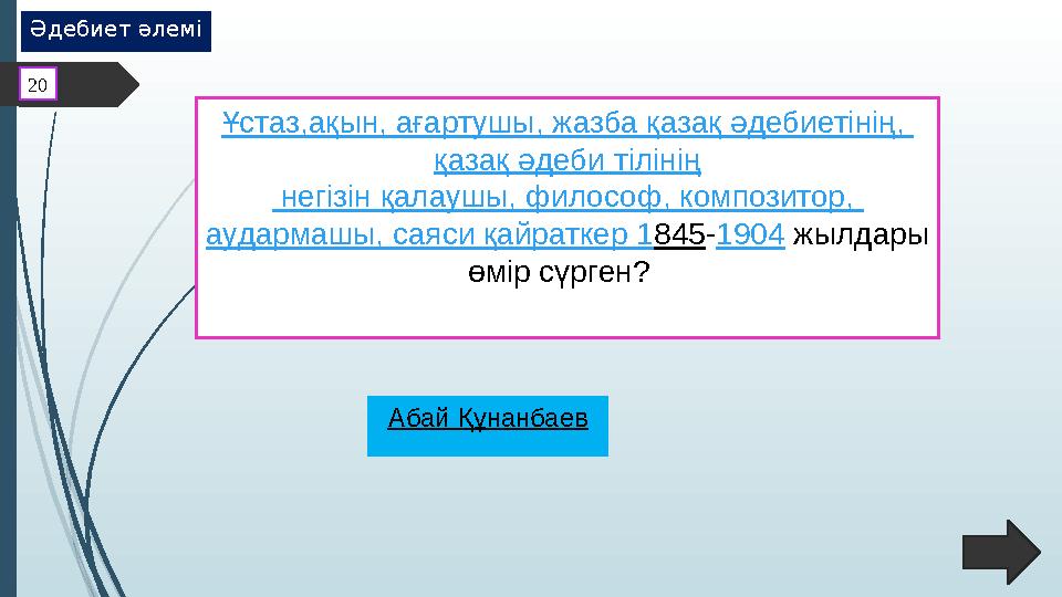 Ұстаз , ақын , ағартушы , жазба қазақ әдебиетінің , қазақ әдеби тілінің негізін қалаушы, философ, композитор, аудармашы , с