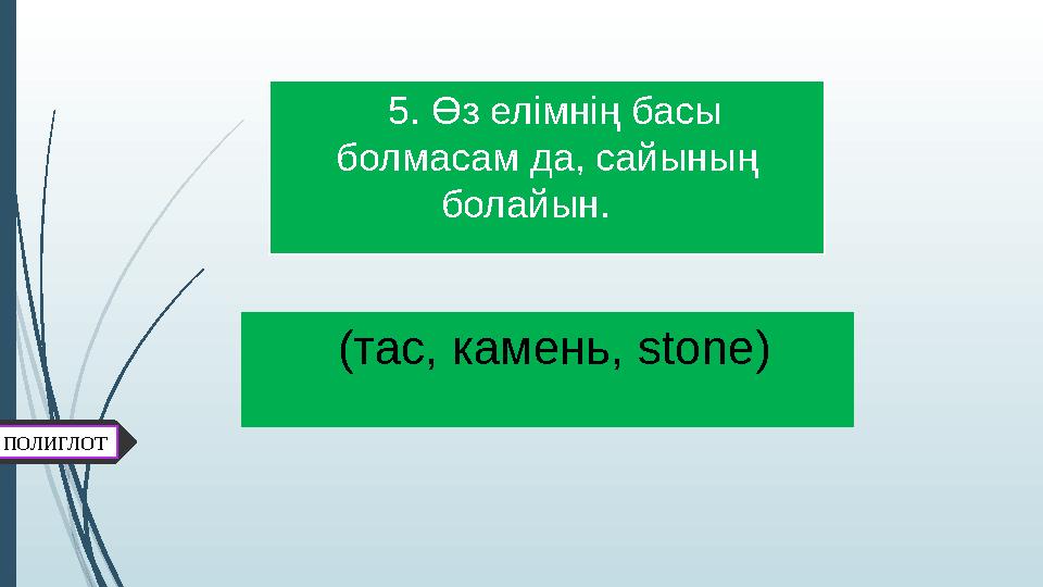 ПОЛИГЛОТ (тас, камень, stone)5 . Өз елімнің басы болмасам да, сайының болайын.