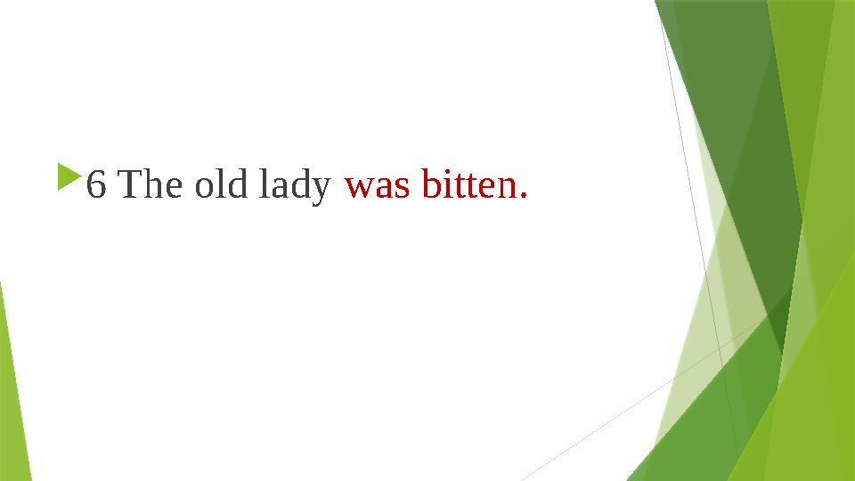  6 The old lady was bitten. 6 The old lady was bitten.